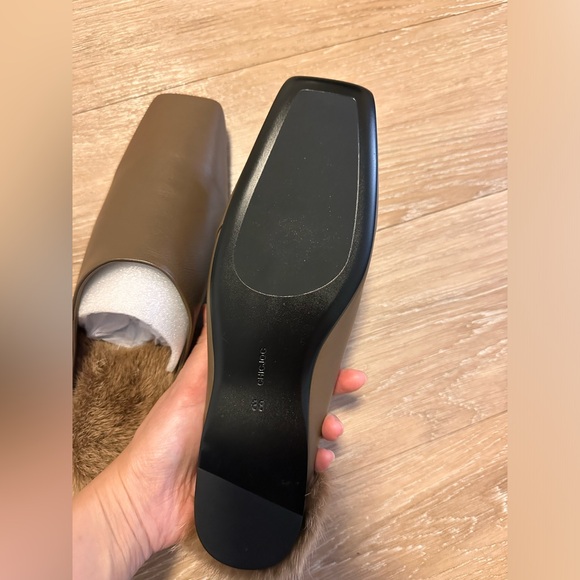 NWT* CHICJOC Mink Fur Leather Brown Mules - Size 38 - Picture 3 of 11